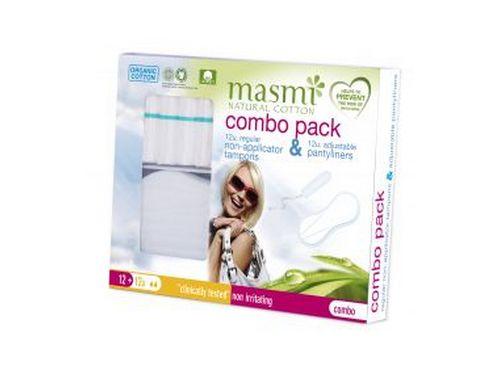 Купити Masmi набор Комбо (12 органических тампонов Regular без апликатора+12 органических ежедневных прокладок Мультиформ)