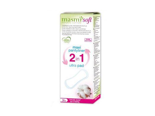 Купити MASMI Органические ультратонкие прокладки MAXI PLUS 2 в1 для ежедневных или незначительных выделений, 24 шт.